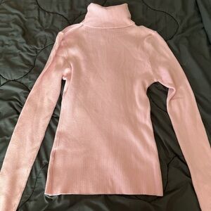 SHEIN Pink Ribbed Long Sleeve Turtleneck